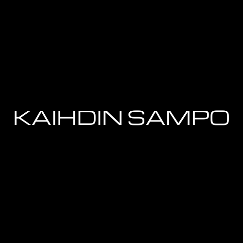 Kaihdin-Sampo-logo-300x300-1 KAIHDIN SAMPO logo in white uppercase letters on a black background.